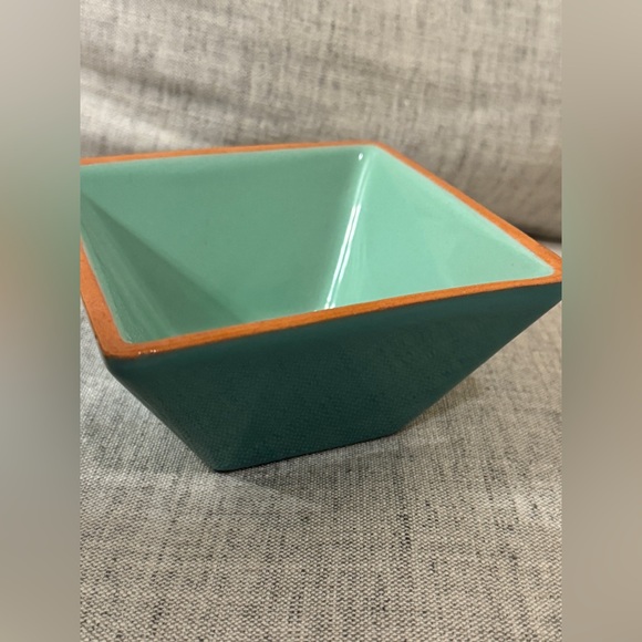 Crate & Barrel agave aqua square small dish bowl snack trinket green Portugal - Picture 2 of 3